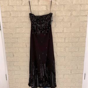NWT Vintage 90s Boutique Black Strapless Sequin Dress Size 1/2